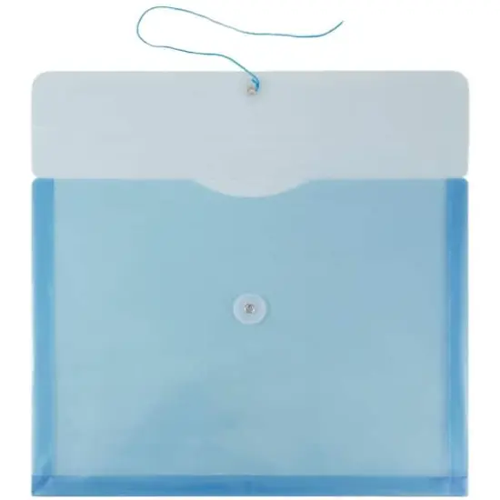 JAM Paper Letter Booklet Plastic Envelopes with Button & String Tie Closure, 12ct. Blue {4}