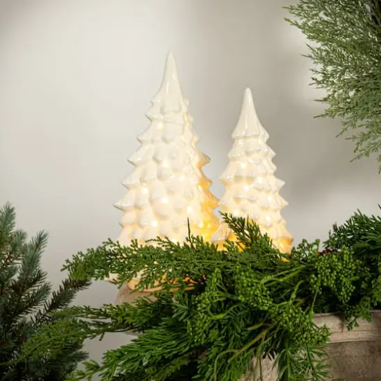 Hello Honey&reg; 10.25" Cream Stoneware LED Tree with Cut-Outs & Iridescent Finish {4}