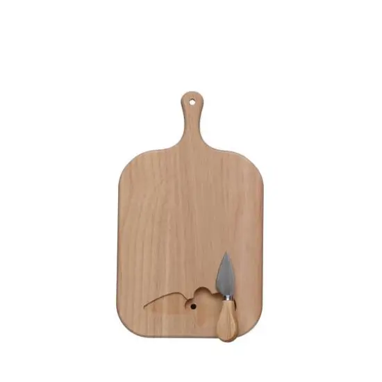 13.75" Natural Rectangular Wood Cheese Board with Knife by Ashland&reg; {3}