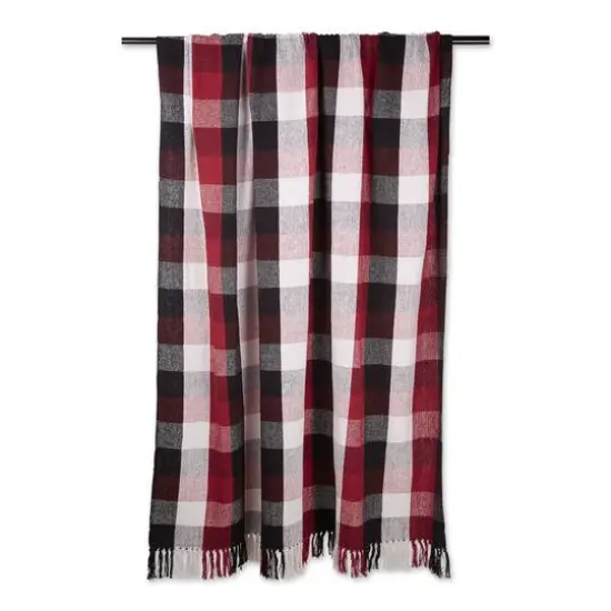 DII&reg; Cardinal Red Tri-Color Check Throw Red/Multi {3}