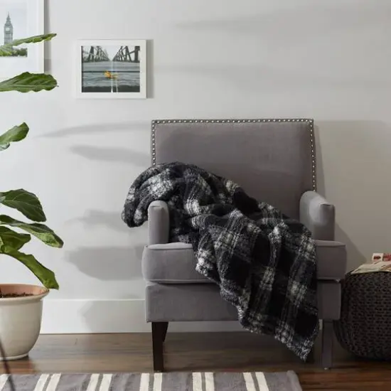 DII&reg; Black Farmhouse Plush Plaid Throw {6}