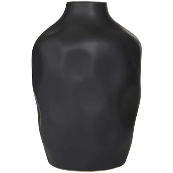 CosmoLiving by Cosmopolitan Black Ceramic Faceted Vase 9" x 9" x 14" {3}