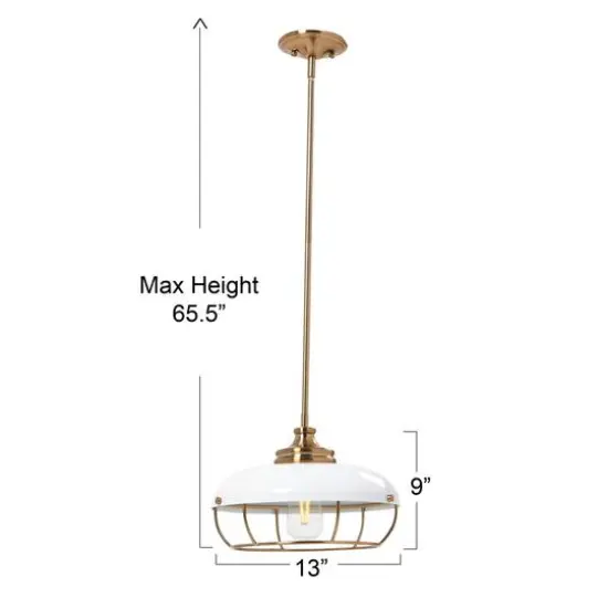 Hello Honey&reg; Robert Stevenson Lighting Presley Caged Dome Metal Ceiling Light Brushed Brass/White {6}