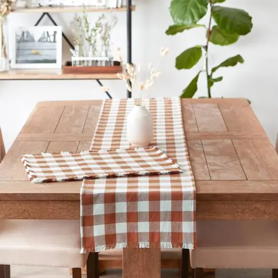 DII&reg; Heavyweight Check Fringed Cotton Placemats, 6ct. Cinnamon {9}