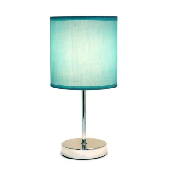 Creekwood Home Nauru 12" Brushed Nickel Petite Metal Stick Table Lamp Blue {6}