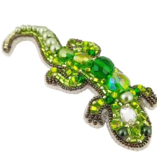 Crystal Art Beadwork Kit For Creating Broоch Lizard {5}