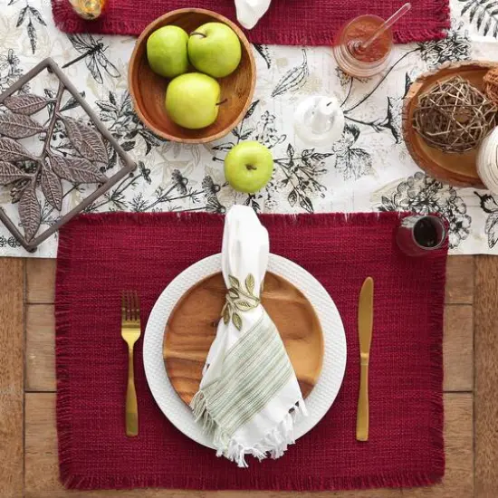 DII&reg; Basket Fringe Placemats, 4ct. Cranberry {7}