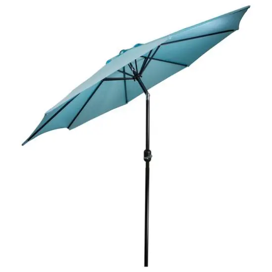 9ft. Outdoor Patio Market Umbrella with Hand Crank & Tilt Turquoise Blue/Black {7}