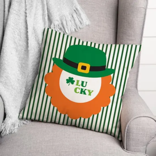 Leprechaun Lucky 18" x 18" Throw Pillow {4}