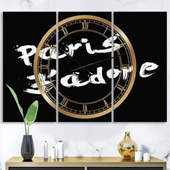 Designart 'Paris Jadore Oversized Fashion Multipanel Wall Clock {3}