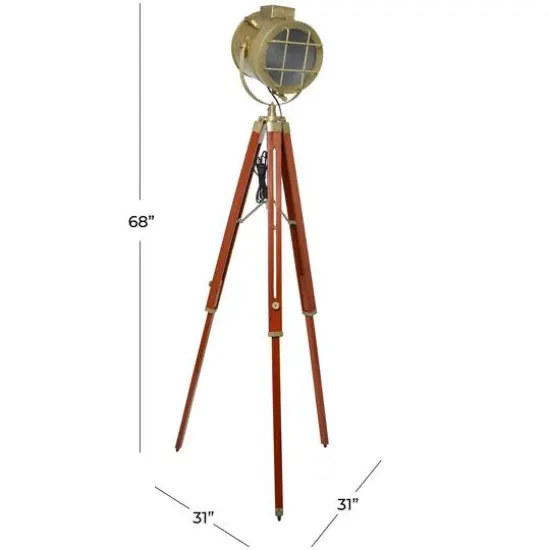Brown Stainless Steel Spotlight Floor Lamp 31" x 31" x 68" {6}