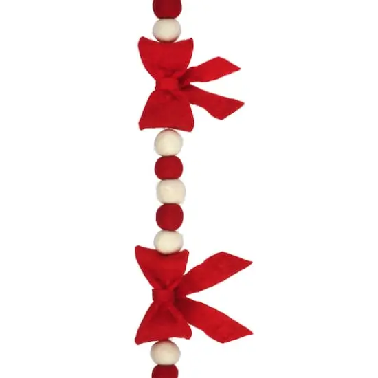 6ft. Red & White Pom Pom & Bow Garland by Ashland&reg; {3}