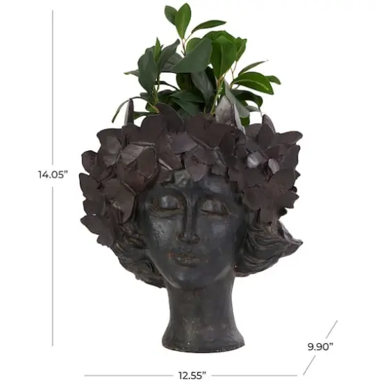 14" Bronze Woman Head & Butterflies Planter {8}