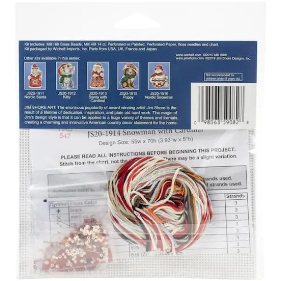 Mill Hill&reg; Jim Shore Snowman With Cardinal Counted Cross Stitch Kit {4}