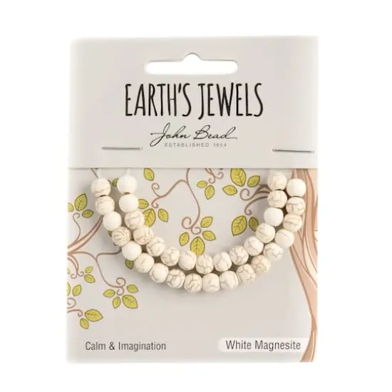 John Bead Earth's Jewels Natural Stone Round Beads, 6mm White Magnesite {3}