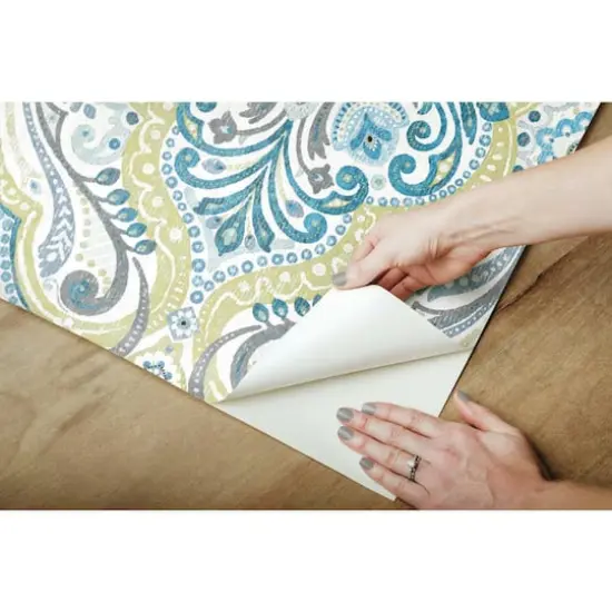 RoomMates Bohemian Damask Peel & Stick Wallpaper Green and Blue {10}