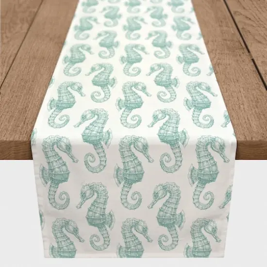 Seahorses Outdoor Table Runner Teal {4}