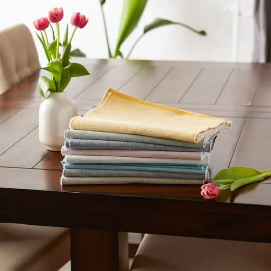 DII&reg; 72" Chambray Ribbed Cotton Table Runner Stone {14}