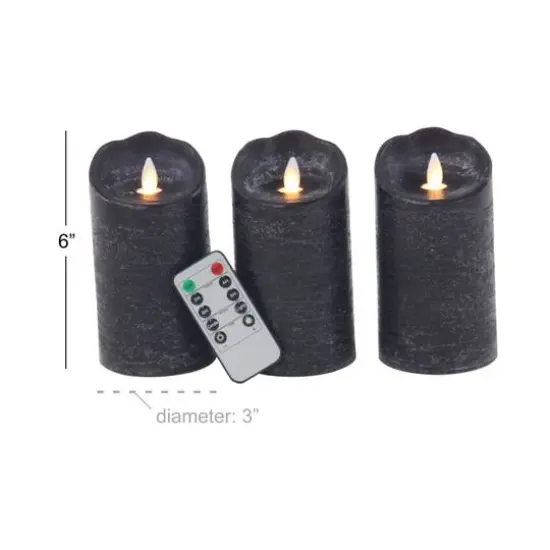 Black Traditional Wax Flameless Candle, 3ct. {9}