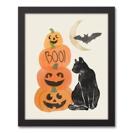 Halloween Still Life Black Framed Canvas Wall Art {1}