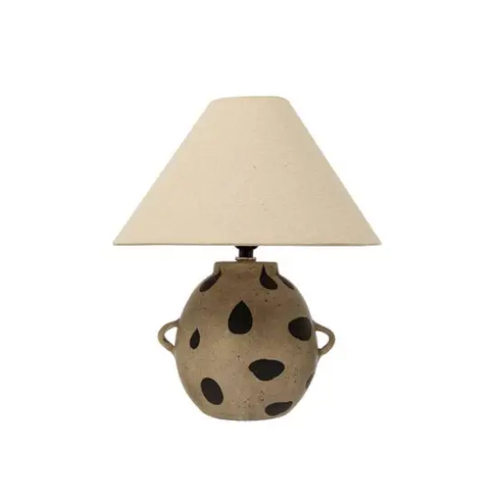 Hello Honey&reg; 15" Hand-Painted Terra-cotta Table Lamp with Dots and Fabric Shade {3}