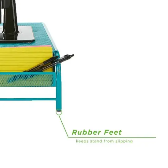 Mind Reader Metal Mesh Monitor Stand & Desk Organizer Turquoise {6}