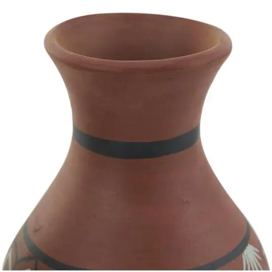 Orange Ceramic Floral Vase Set with 3 Different Patterns & Shapes {13}