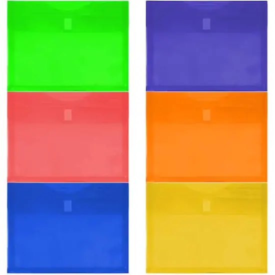 JAM Paper 9.75" x 13" Assorted Plastic Hook & Loop Closure Booklet Envelopes, 12ct. {1}