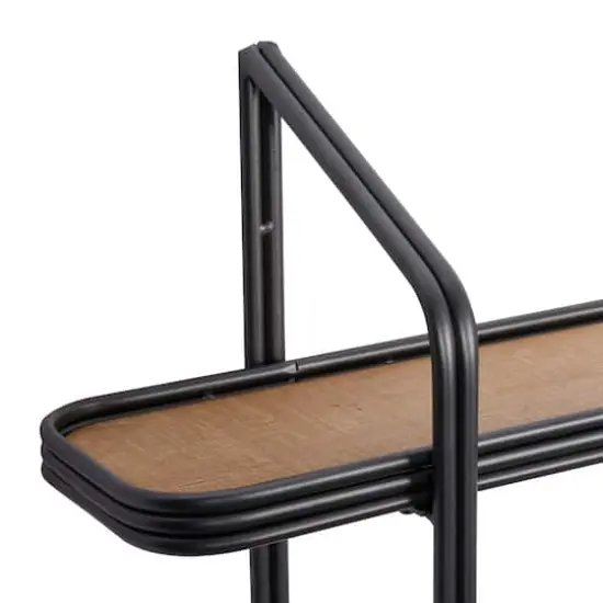 Black Iron and Wood Industrial Wall Shelves, 23" x 32" x 6" {4}