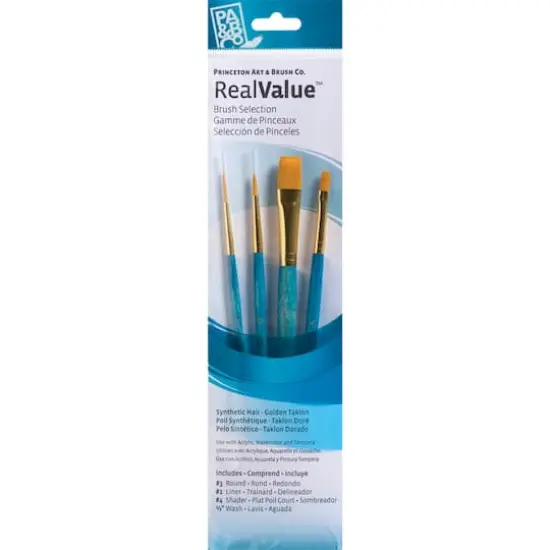 Princeton&trade; RealValue&trade; Golden Taklon 4 Piece Brush Set {1}