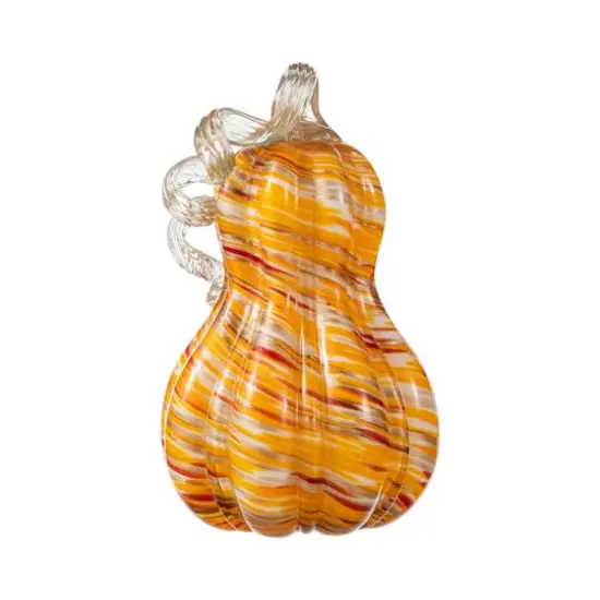 Glitzhome&reg; 8.5" Fall Multi Stripes Glass Gourd {8}