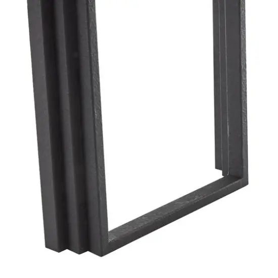 55" Black Metal Layered Arch Living Room Console Table with Brown Tabletop {6}