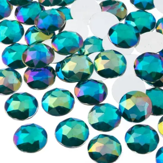John Bead 16mm AB Acrylic Round Flat Back Rhinestones, 200ct. Turquoise AB {1}