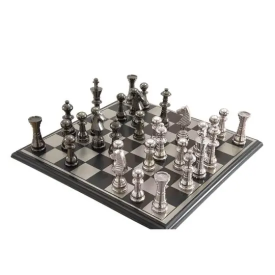 Silver Aluminum Traditional Chess Game Set {3}
