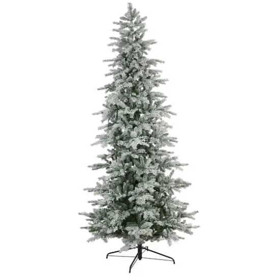 8.5ft. Pre-Lit Slim Flocked Nova Scotia Spruce Artificial Christmas Tree, Warm White LED Lights {4}
