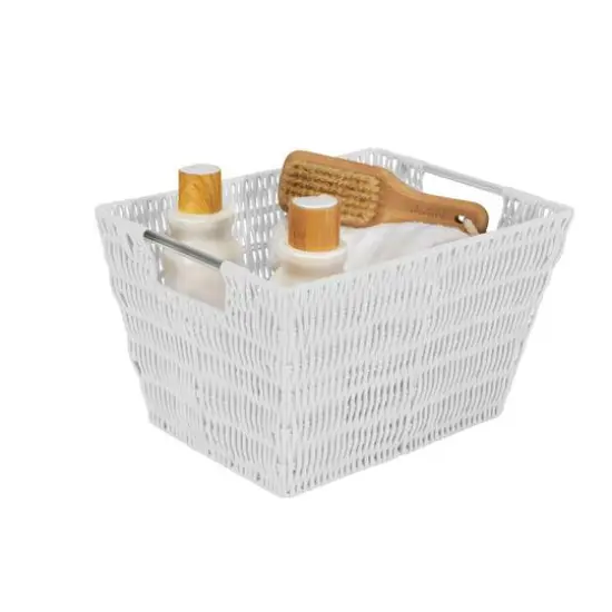 Simplify Medium White Rattan Storage Basket {5}