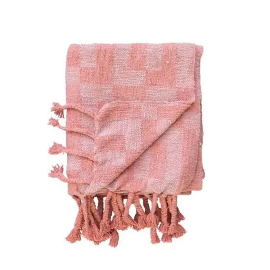 Hello Honey&reg; Pink Geometric Throw Blanket with Braided Fringe {10}