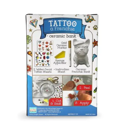 Bright Stripes Tattoo A Frenchie Ceramic Bank {9}