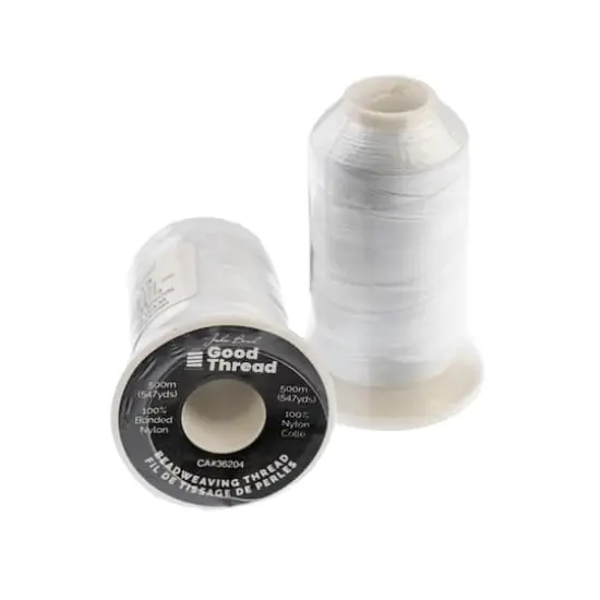 John Bead Good Thread 500m White Bonded Nylon Beading Thread, 10ct. {1}