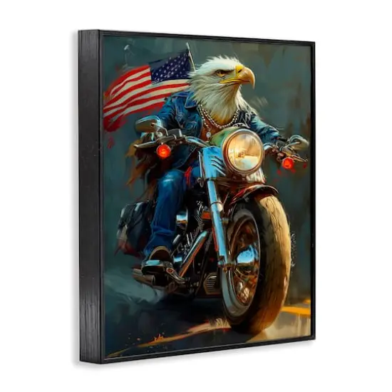 Stupell Industries Patriotic Eagle Motorcycle Framed Giclee Art Black {4}