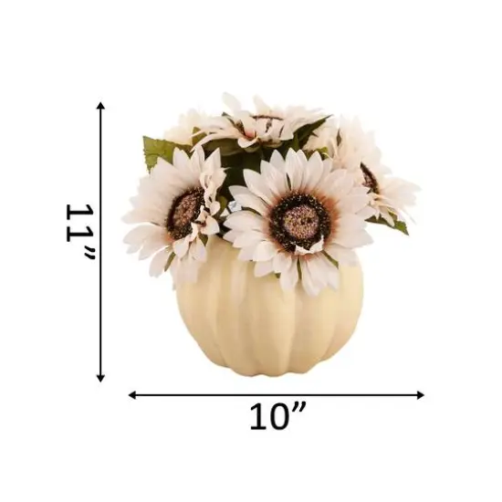 Flora Bunda&reg; 10" Cream Sunflowers in Pumpkin D&eacute;cor {3}