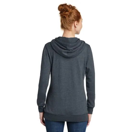 District® Women's Lightweight Fleece Hoodie Heathered Navy {6}
