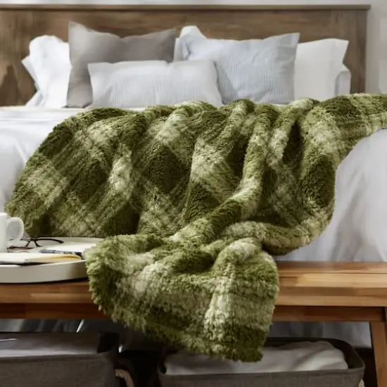 DII&reg; Sage Farmhouse Plush Plaid Throw {5}