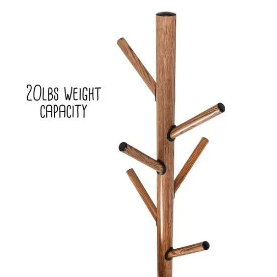 Honey Can Do 70" Brown & Black Freestanding Coat Rack with Tree Design & Accessory Tray {11}