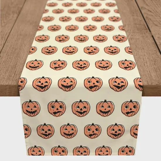 90" Trick or Treat Pumpkins Poly Twill Table Runner {4}