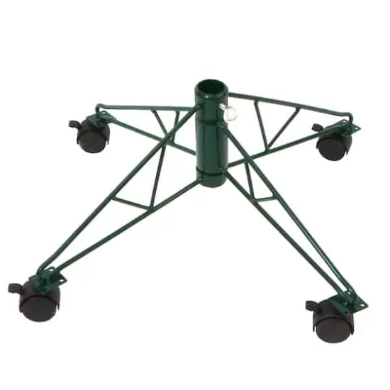 Green Metal Rolling Artificial Christmas Tree Stand {1}