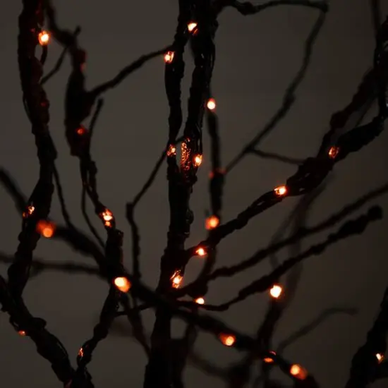 6ft. Orange & Purple LED Pre-Lit Halloween Deluxe Black Twig Artificial Fall Tree {11}