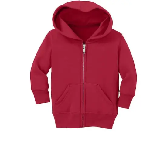 Port & Company&reg; Core Fleece Full-Zip Hooded Infant Sweatshirt Red {1}