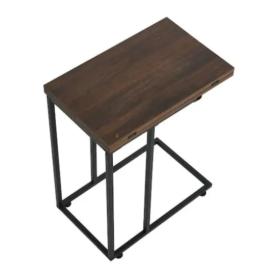 Household Essentials Jamestown Extendable C-Shaped End Table Walnut {7}