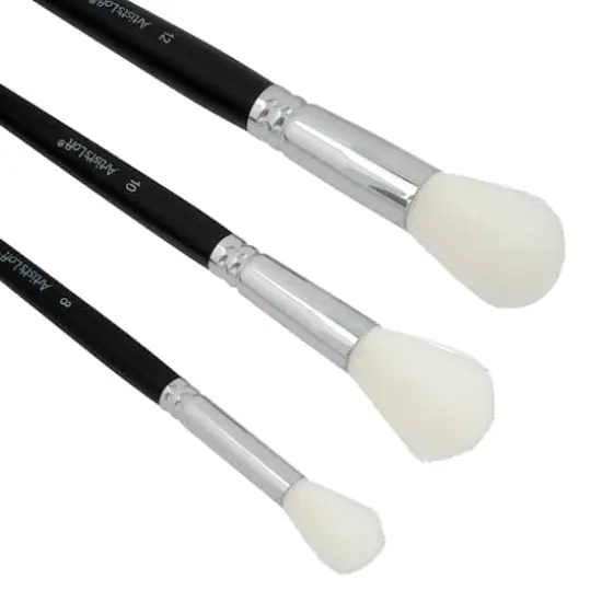 Oval Mop White Taklon 3 Piece Mixed Media Brush Set by Artist's Loft&reg; {3}